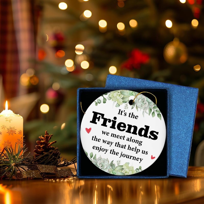 ZOSAN Friends Chrismas Ceramic Ornament, Friendship Gifts for Women Men Besties Soul Sister BFF, Friends We Meet Along The Way Ornament - Image 4